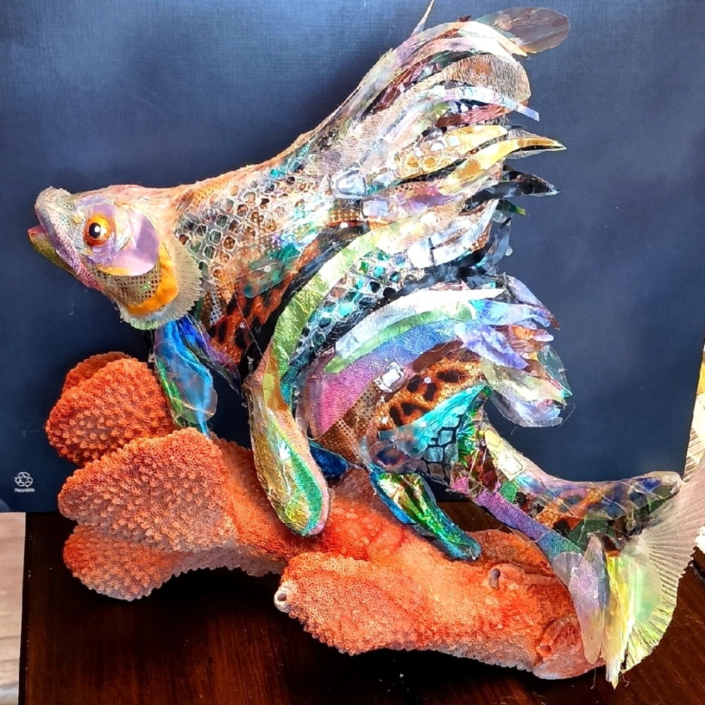 Colorful Fish Sculpture and coral